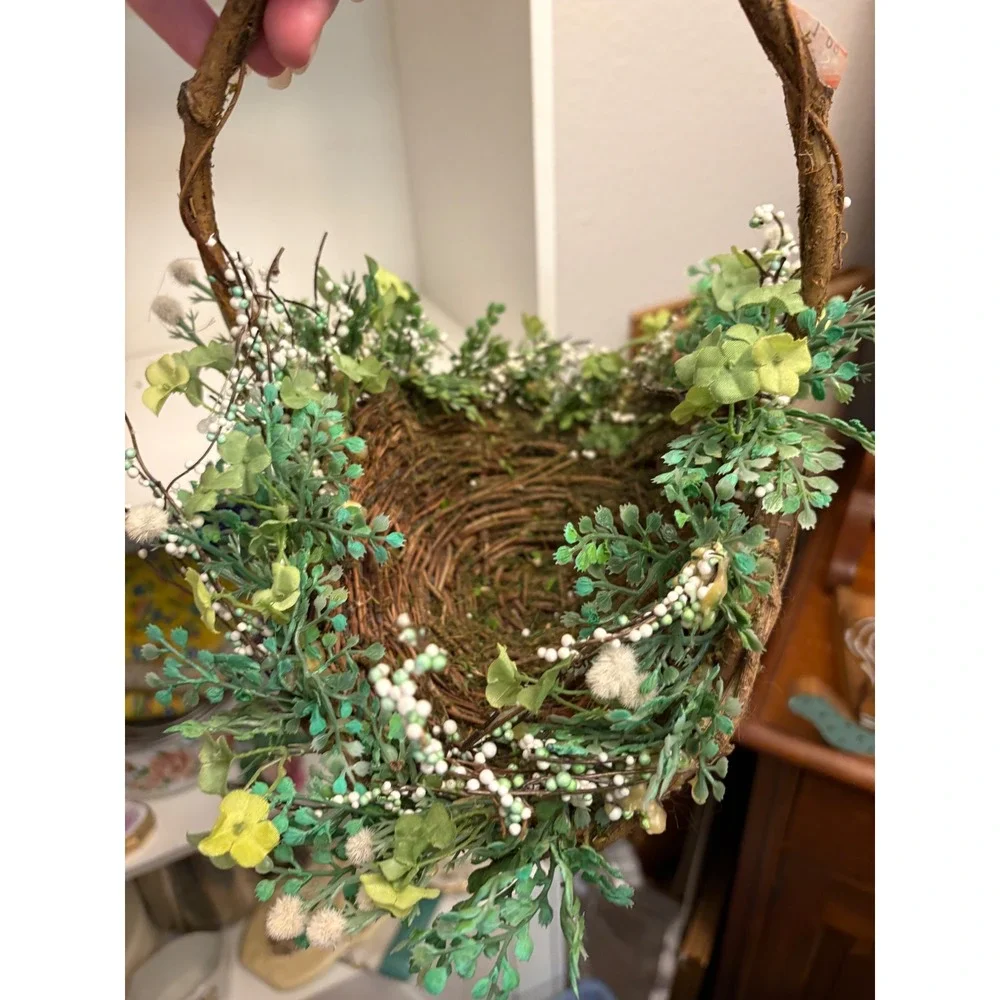 Rustic Whimsy Basket with Faux Greenery Decor
